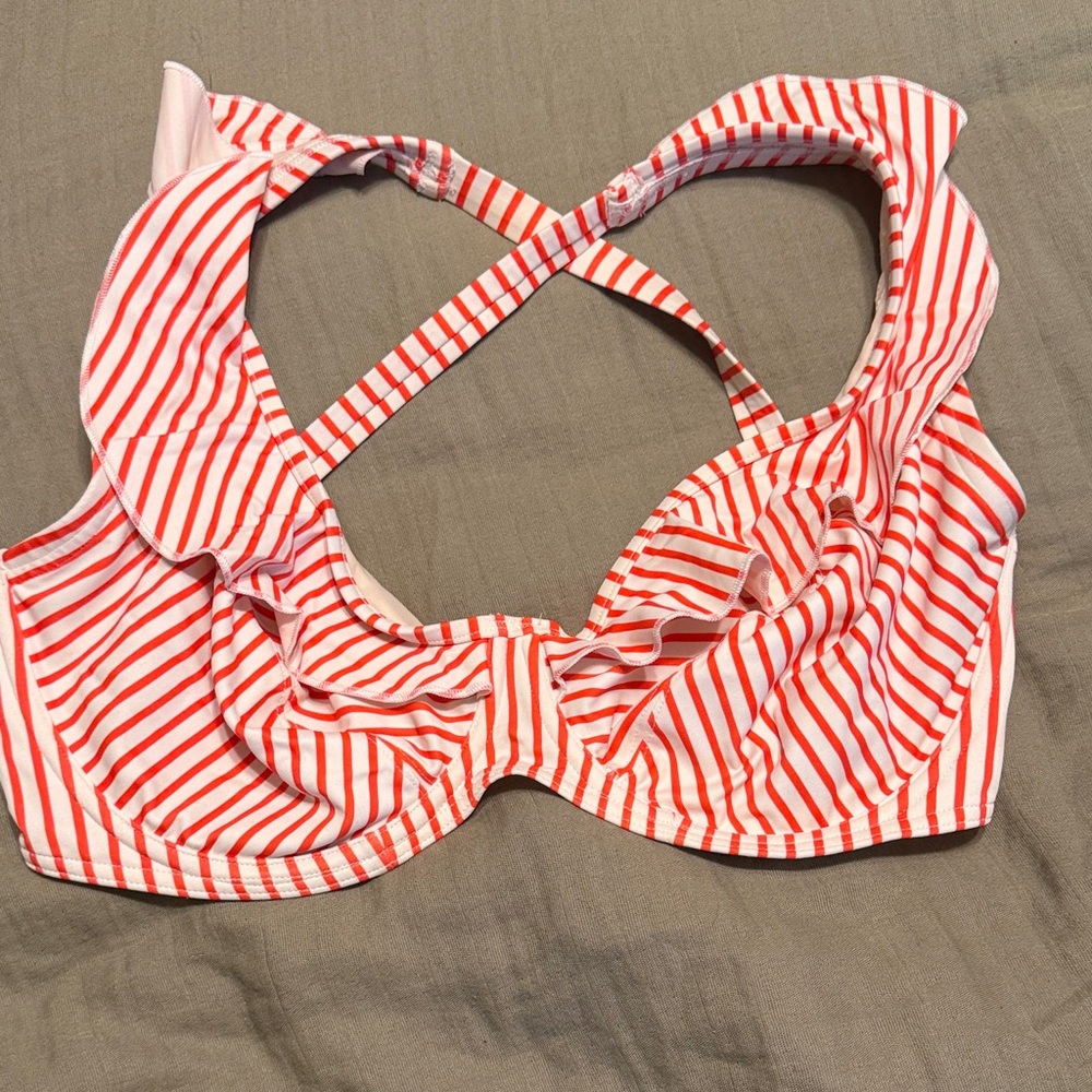 Freya Red and White Striped Bikini Top